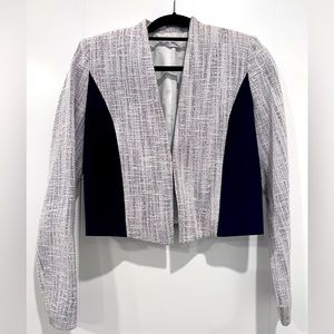 T Tahari Tweed Blazer - White and Dark Navy Size 0
